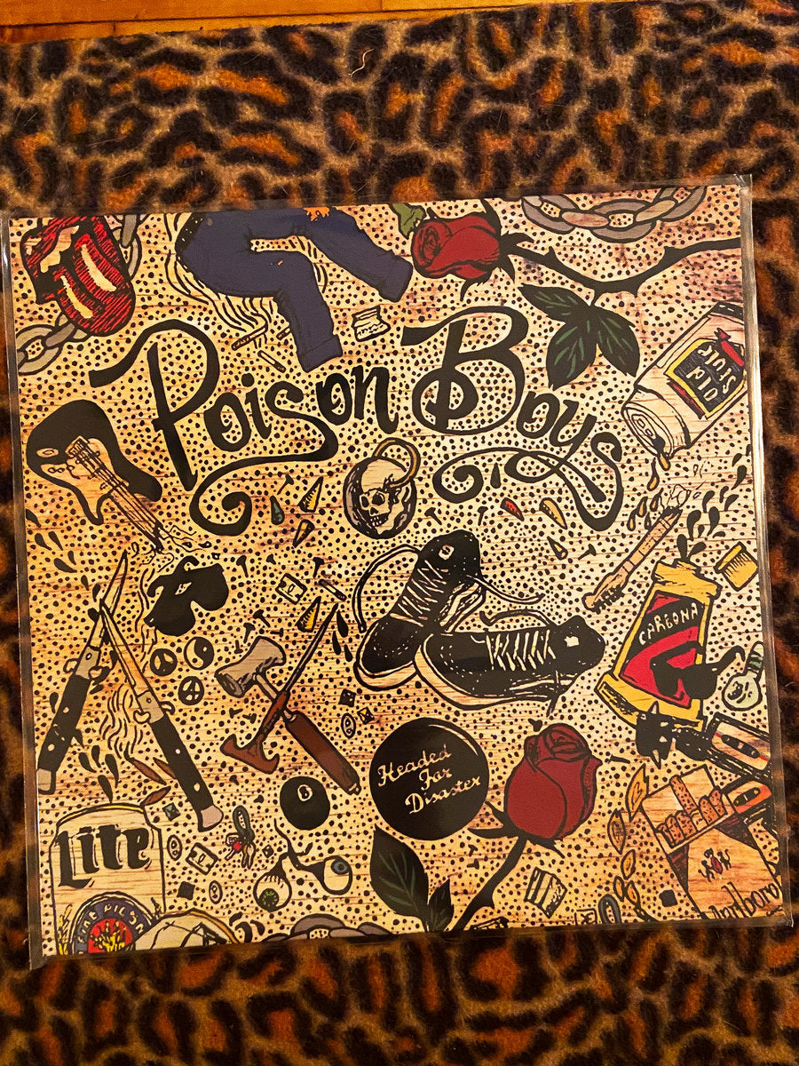 Poison Boys - Headed for Disaster - New LP Record 2023 Tropically Hot White with Blue and Red Splatter Vinyl  - Chicago Punk / Rock & Roll -vinylsuk