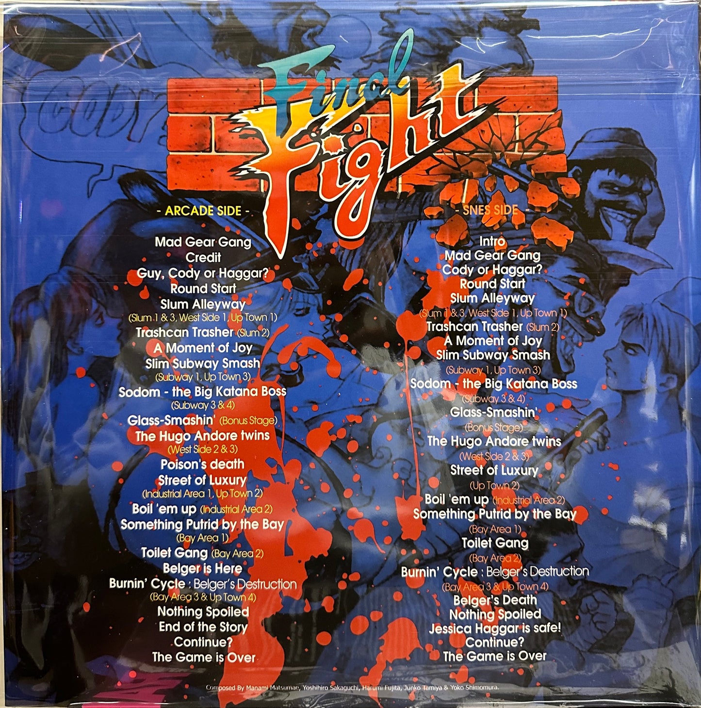 Manami Matsumae, Yoshihiro Sakaguchi, Harumi Fujita, Junko Tamiya, Yoko Shimomura - Final Fight (Original Arcade + SNES) - New LP Record 2023 Unofficial Blue Vinyl & Insert - Video Game Music -vinylsuk