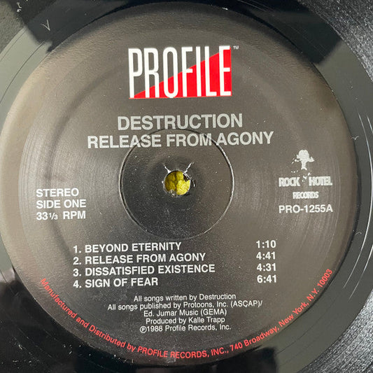 Destruction - Release From Agony (1988) - New LP Record (Opened to verify pressing) 2000's Profile Rock Hotel USA Vinyl - Thrash Metal -vinylsuk