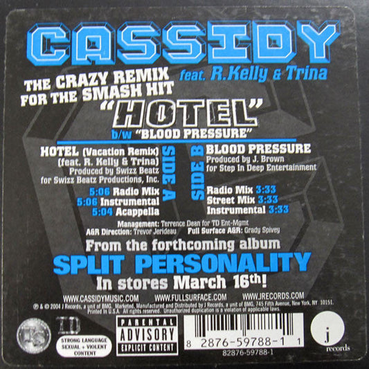 Cassidy - Hotel (Vacation Remix) - New 12" Single Record 2004 J USA Vinyl - Hip Hop -vinylsuk