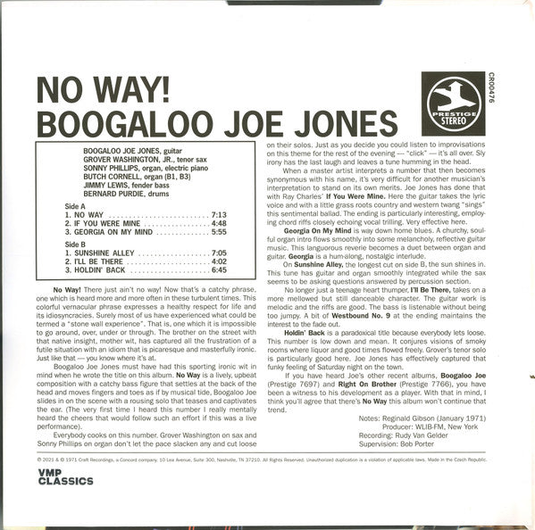 Boogaloo Joe Jones - No Way! (1971) - New LP Record 2022 Prestige Vinyl Me, Please Club 180 gram Vinyl - Jazz-Funk / Soul-Jazz -vinylsuk