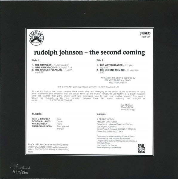 Rudolph Johnson - The Second Coming (1973) - Mint- LP Record 2021 Black Jazz Vinyl Me Please Club Natural with Black Swirl Vinyl & Numbered - Jazz / Soul-Jazz -vinylsuk