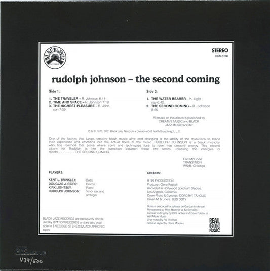 Rudolph Johnson - The Second Coming (1973) - Mint- LP Record 2021 Black Jazz Vinyl Me Please Club Natural with Black Swirl Vinyl & Numbered - Jazz / Soul-Jazz -vinylsuk