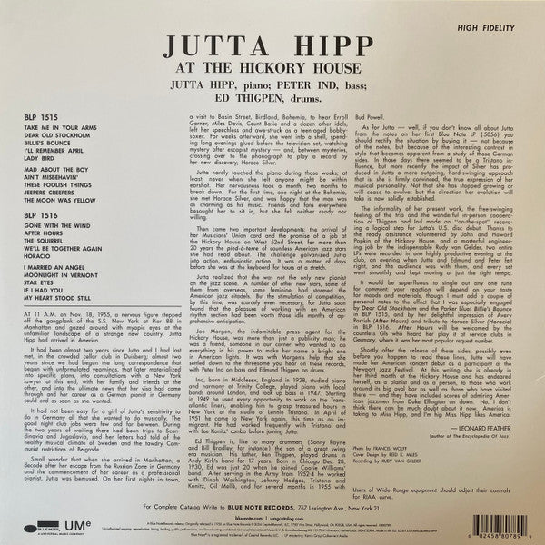 Jutta Hipp - At The Hickory House Volume 1 (1956) - New LP Record 2024 Blue Note 180 gram Vinyl - Jazz / Cool Jazz / Post Bop -vinylsuk