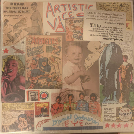 Daniel Johnston - Artistic Vice (1991) - New 2 LP Record 2024 Eternal Yip Eye Music Blue Light & Peach Swirl Vinyl - Indie Rock  / Lo-Fi / Outsider Music -vinylsuk