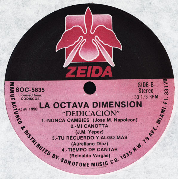 La Octava Dimension - Dedicación - New LP Record 1990 Zeida Codiscos USA Vinyl - Latin / Salsa -vinylsuk