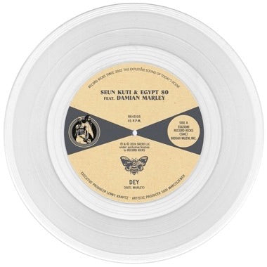 Seun Kuti, Egypt 80, & Damian Marley - Dey / Dey (Instrumental) - New 7" Single Record 2024 Record Kicks Transparent Vinyl - Afrobeat / Reggae -vinylsuk